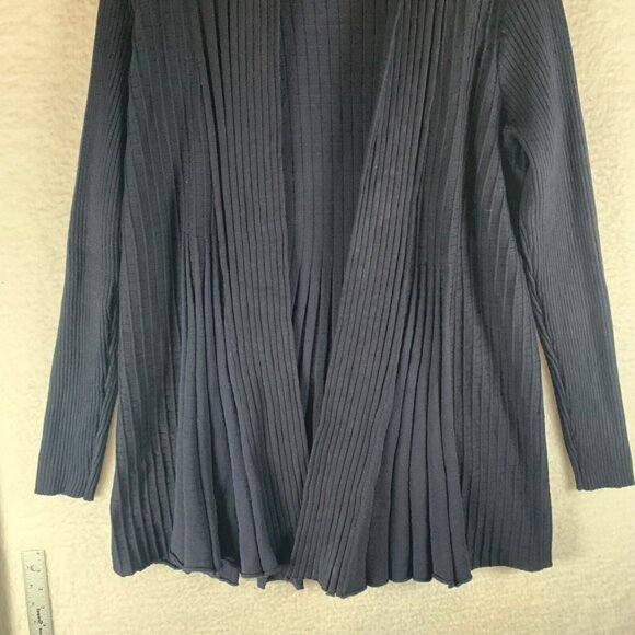 Catherine Malandrino Women's Blue Long Sleeve Pleated Knit Cardigan Size L 9171 - Picture 3 of 10